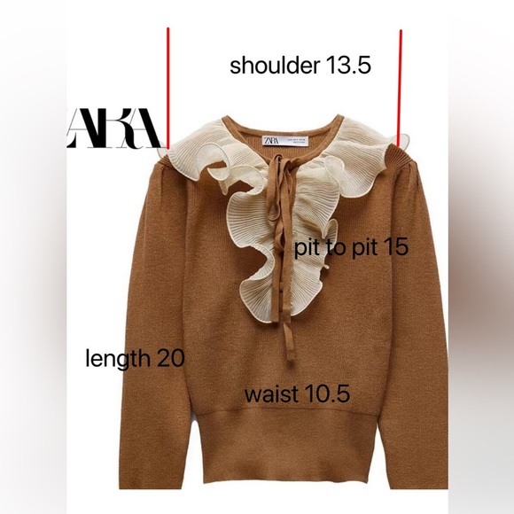 Zara light brown combination ruffled sweater - Picture 3 of 5